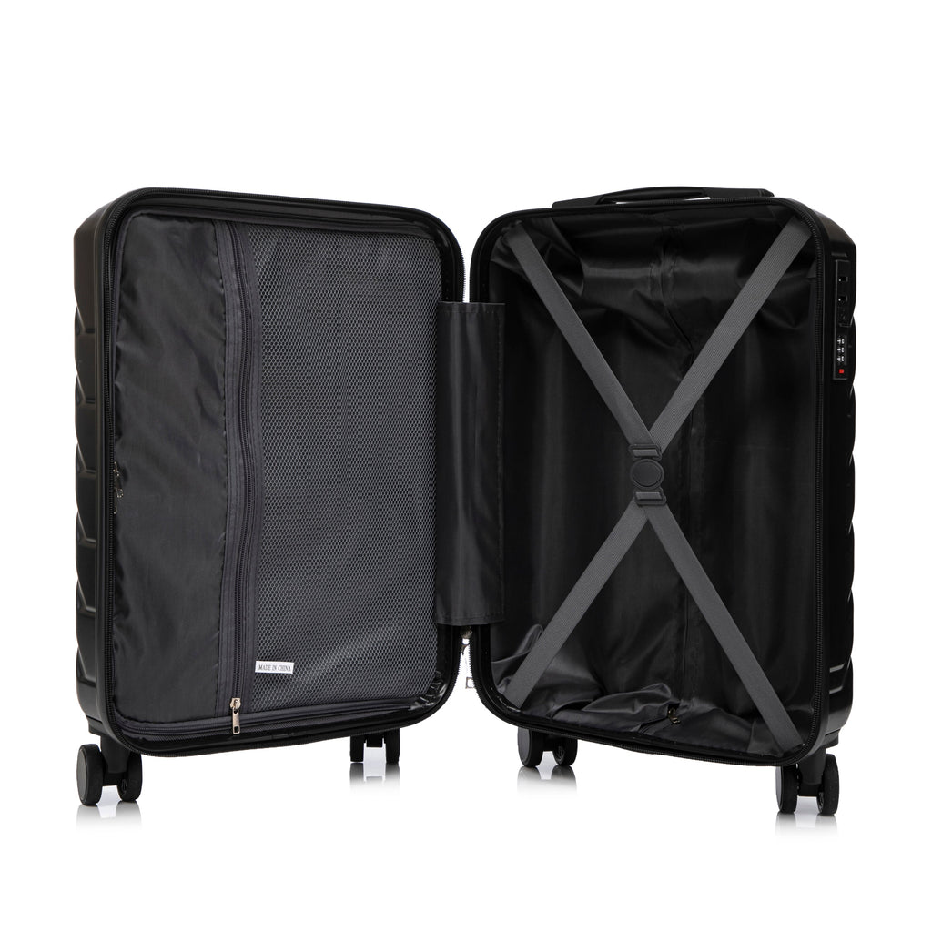 ABS Spinner Wheel Luggage Set with Combination Lock - Black