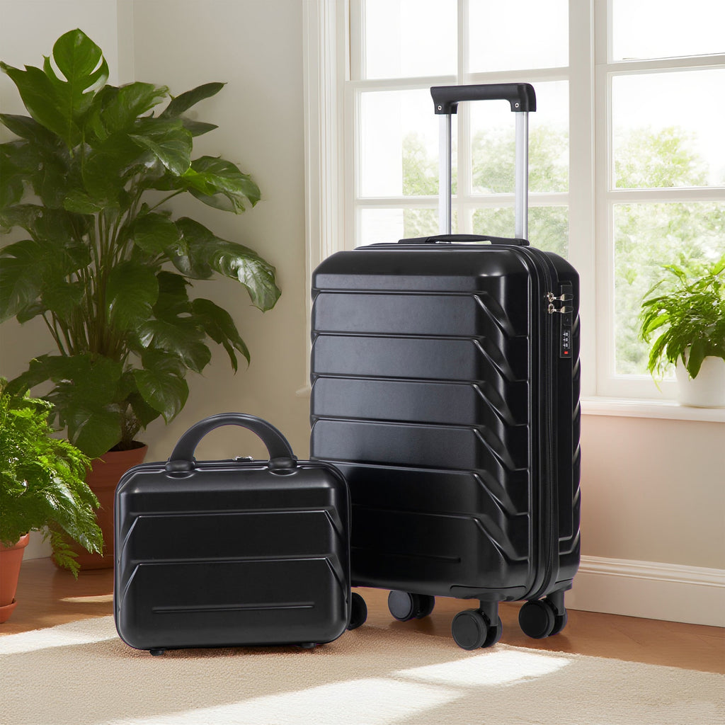 ABS Spinner Wheel Luggage Set with Combination Lock - Black