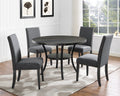 Biony Espresso Wood Dining Set with Nailhead Trim Chairs - Gray