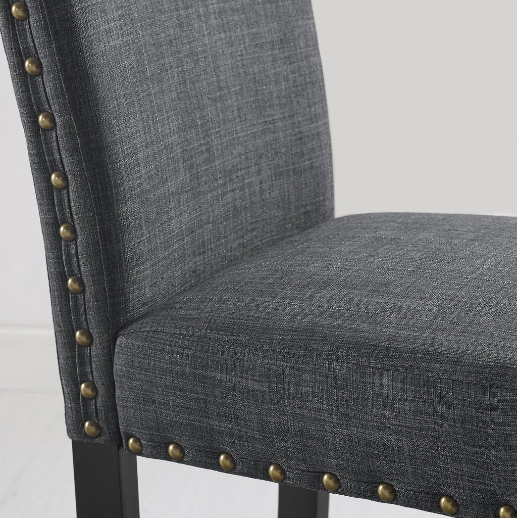 Biony Espresso Wood Dining Set with Nailhead Trim Chairs - Gray