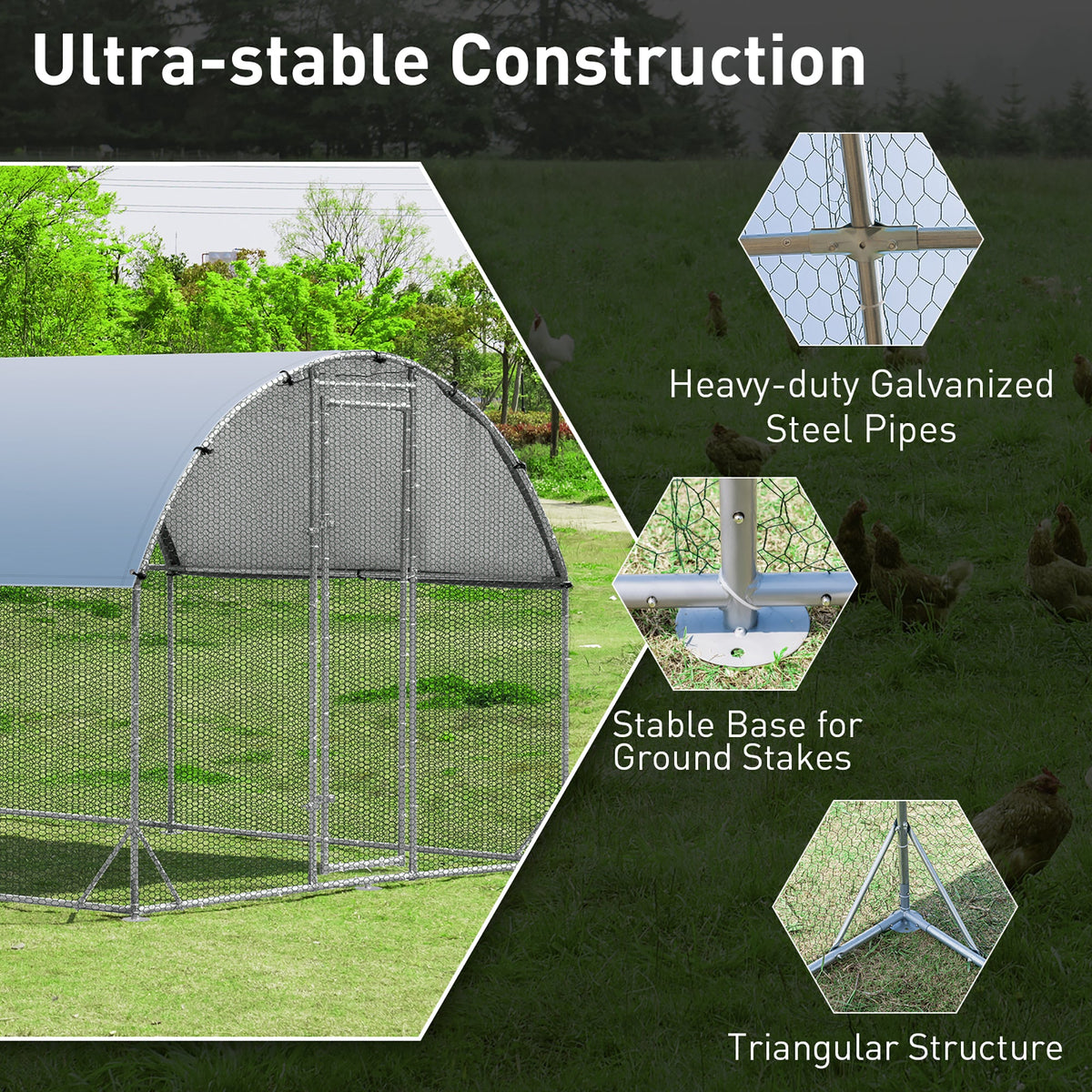 Large Metal Chicken Coop with Cover