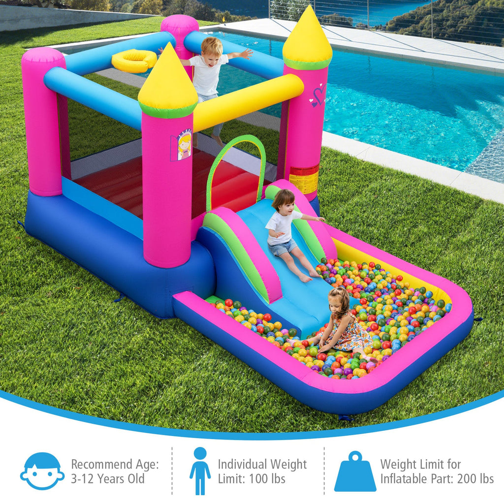 Inflatable Bounce House Cute Princess Bouncy Castle with 520W Blower