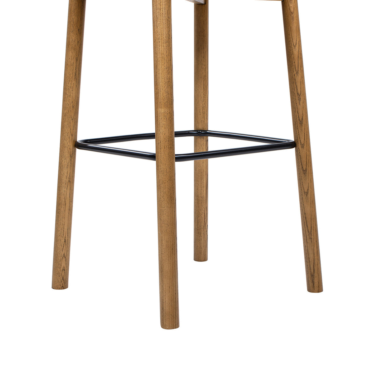 Modern Minimalist Low Back Barstool with Iron Footrest - Walnut