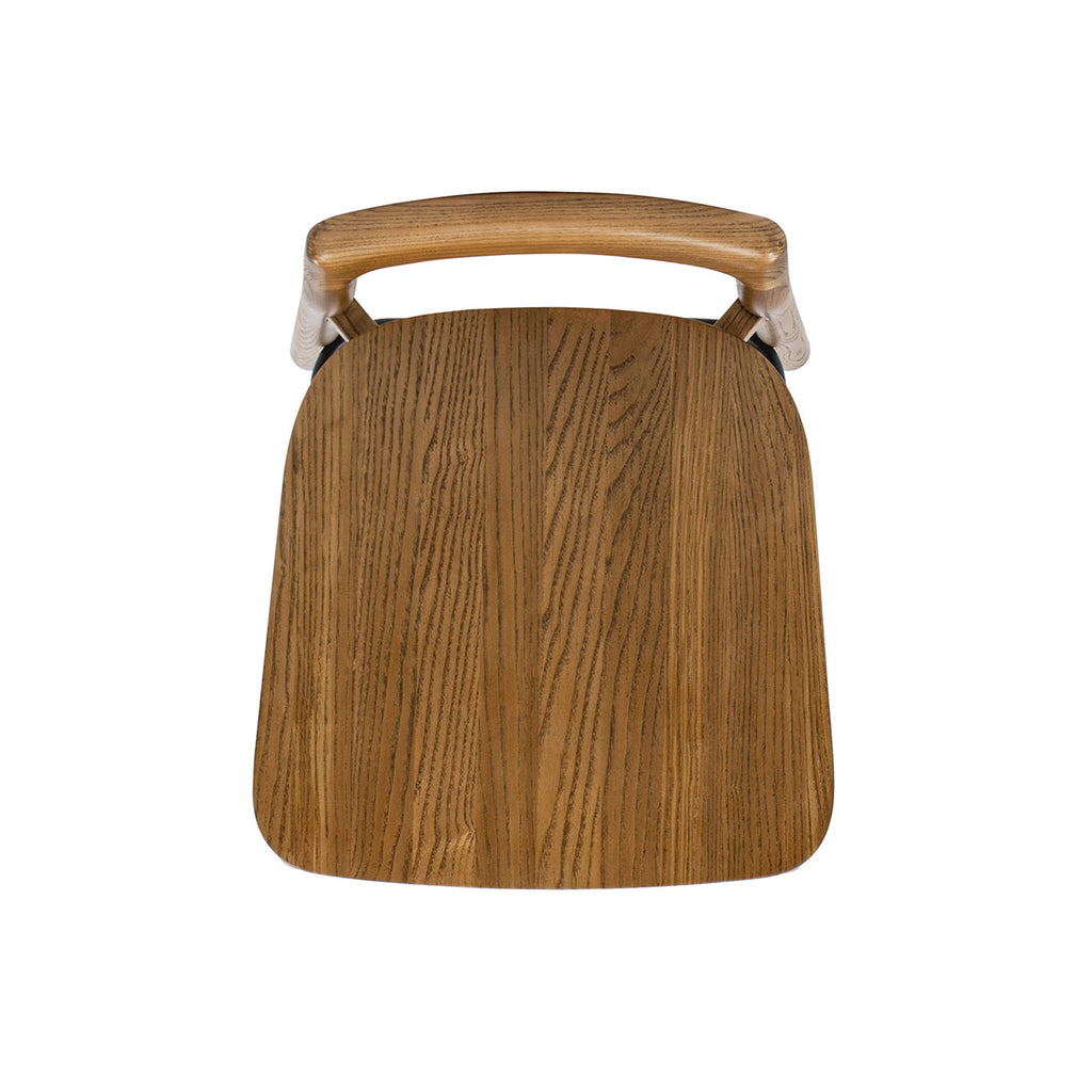 Modern Minimalist Low Back Barstool with Iron Footrest - Walnut