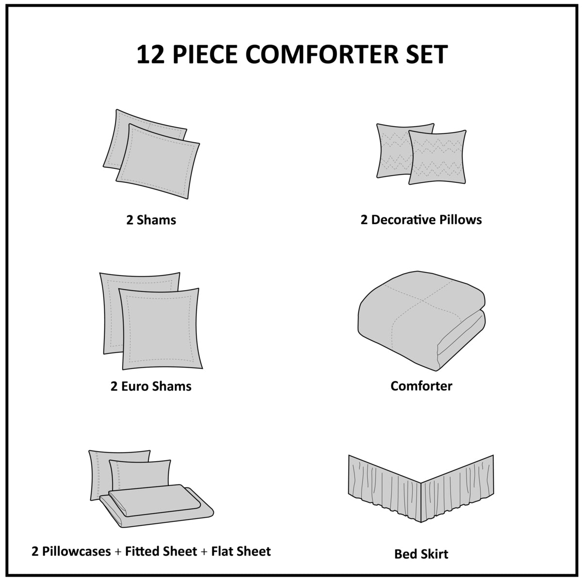 12 Piece Blue King Comforter Set with Cotton Bed Sheets