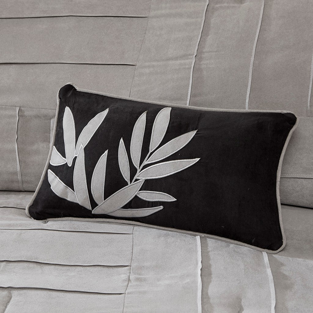 7 Piece Faux Suede Comforter Set Grey Cal King
