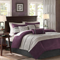 7 Piece Purple Faux Suede Comforter Set Full Size