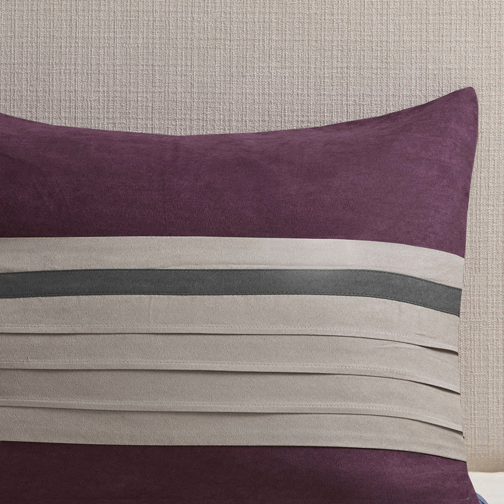 7 Piece Purple Faux Suede Comforter Set Full Size