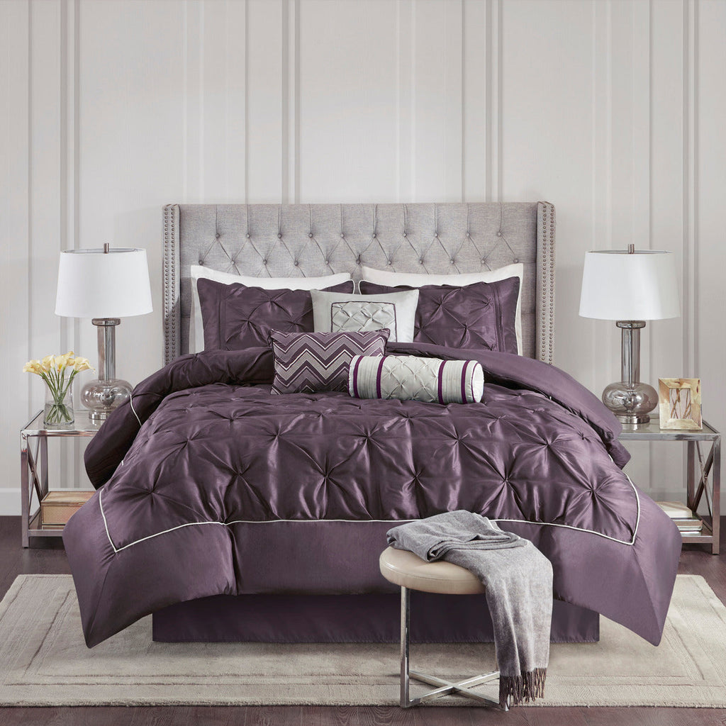 7 Piece Tufted Comforter Set - Plum California King