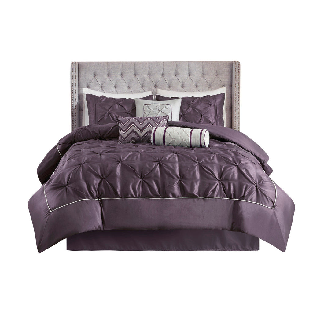 7 Piece Tufted Comforter Set - Plum California King