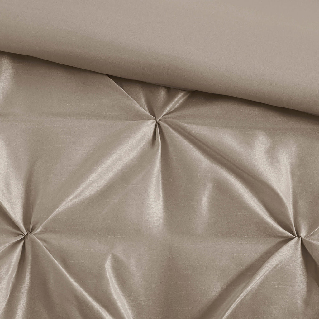7 Piece Tufted Comforter Set in Taupe