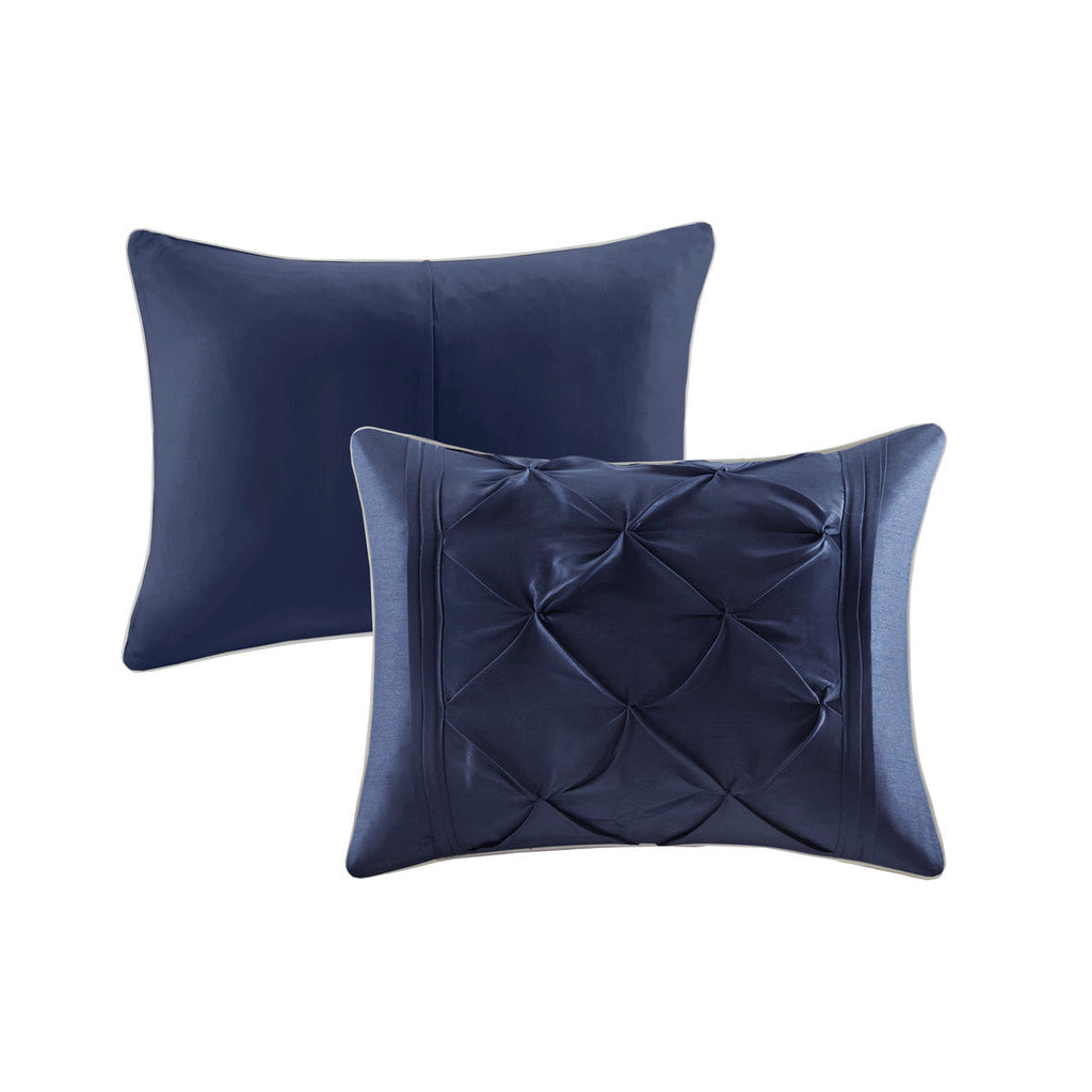 7 Piece Tufted Comforter Set Navy California King