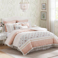 9 Piece Cotton Percale Comforter Set with Decorative Pillows - Blush