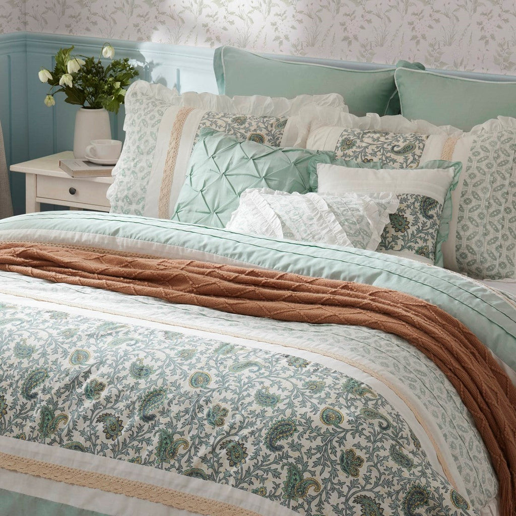 9 Piece Cotton Percale Comforter Set with Decorative Pillows - Aqua