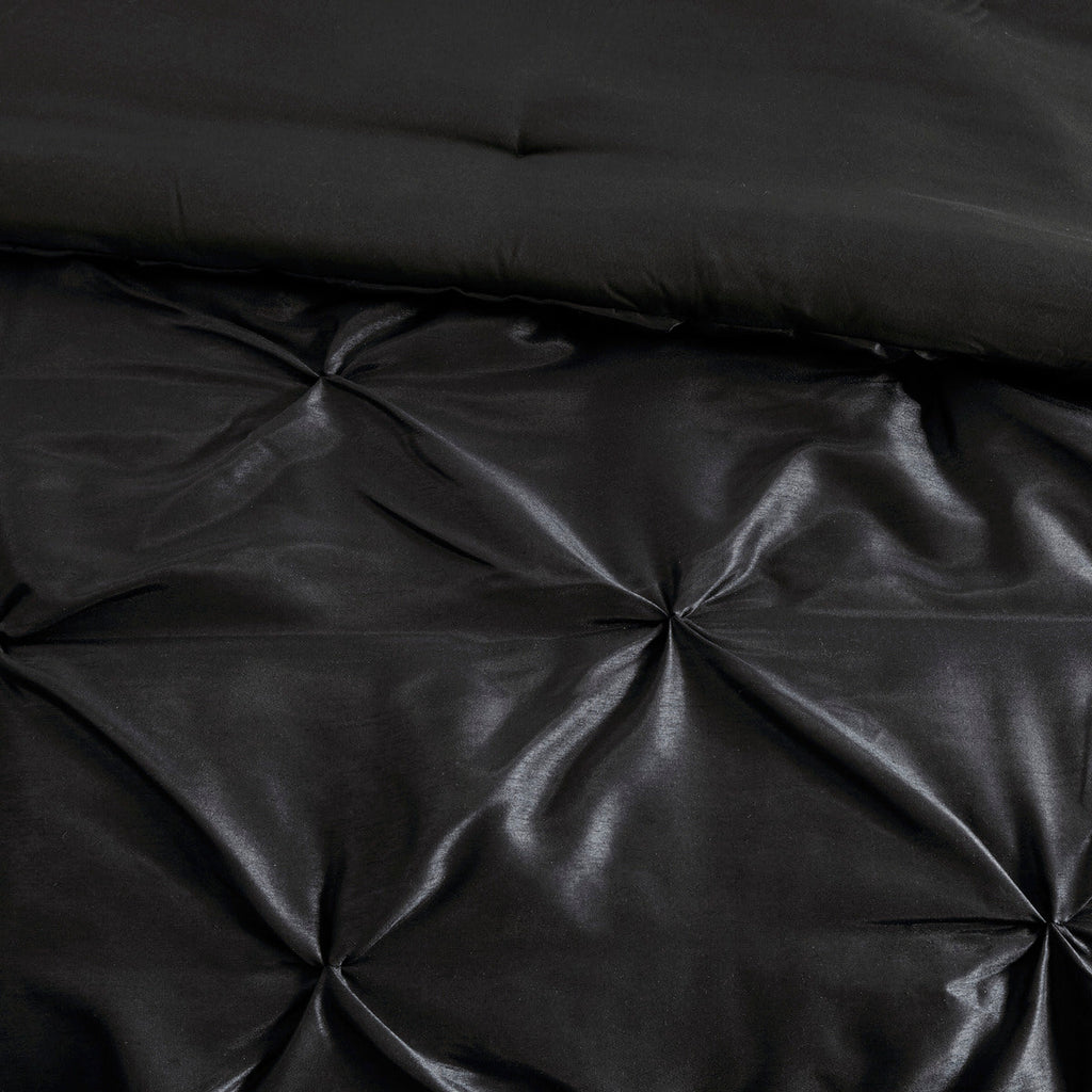 Black 7 Piece Tufted Comforter Set with Embroidered Details - King