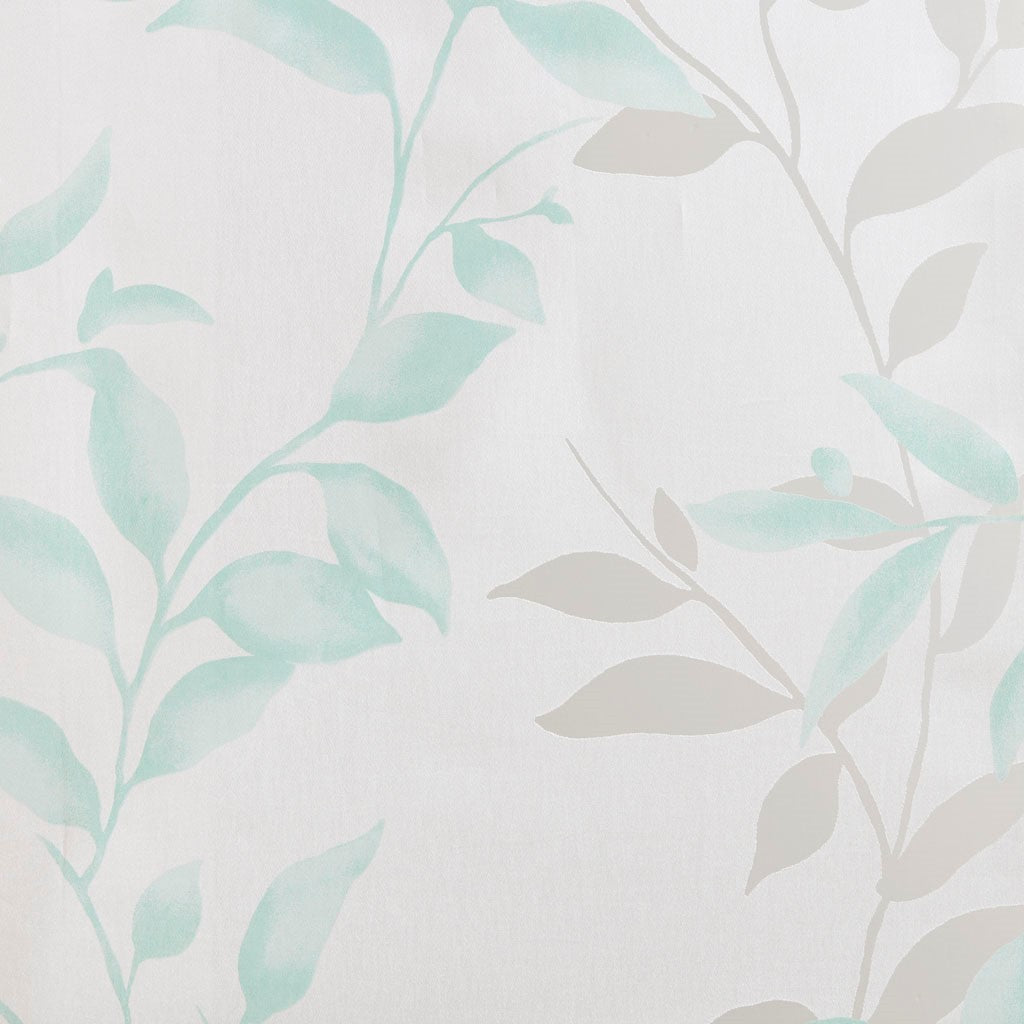 Burnout Printed Curtain Panel with Semi-Sheer Botanical Design - Aqua