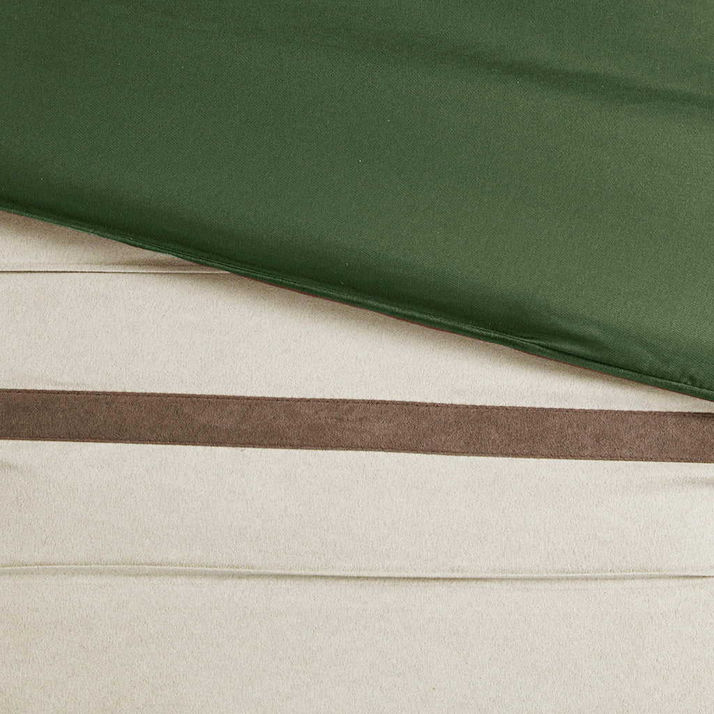 Faux Suede Comforter Set with Hypoallergenic Filling - Green