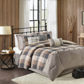 Herringbone Queen Comforter Set with Hypoallergenic Fill - Neutral