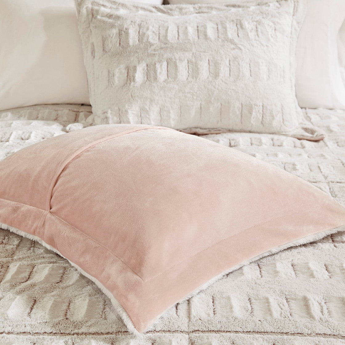 King/Cal King Faux Fur Comforter Mini Set with Hypoallergenic Fill - White