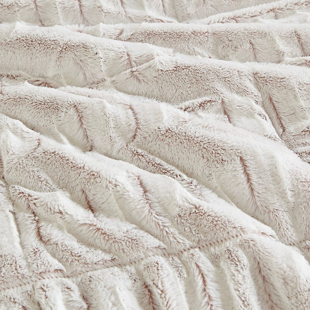 King/Cal King Faux Fur Comforter Mini Set with Hypoallergenic Fill - White