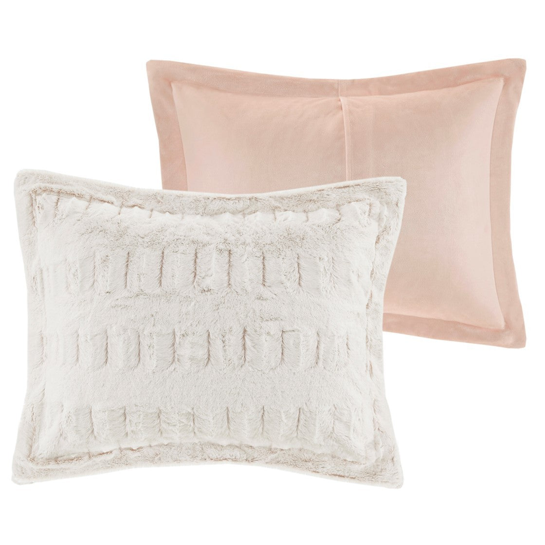 King/Cal King Faux Fur Comforter Mini Set with Hypoallergenic Fill - White