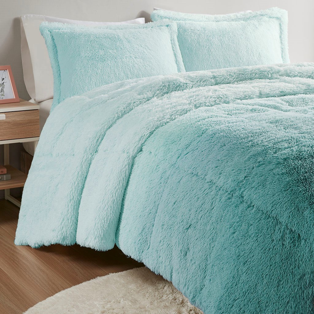King Ombre Shaggy Long Fur Comforter Mini Set