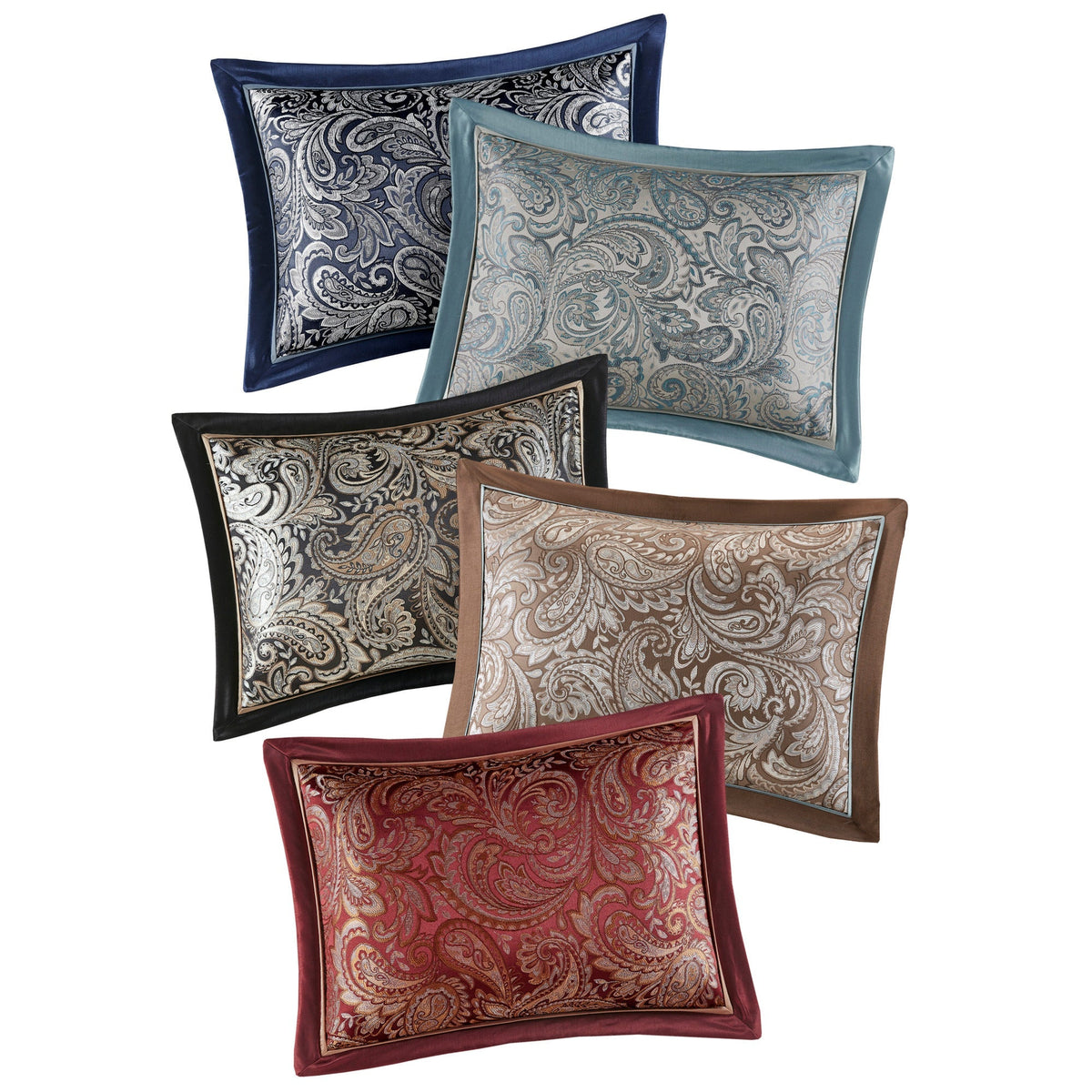 Navy 12 Piece Comforter Set with Cotton Bed Sheets - Queen, Paisley Jacquard