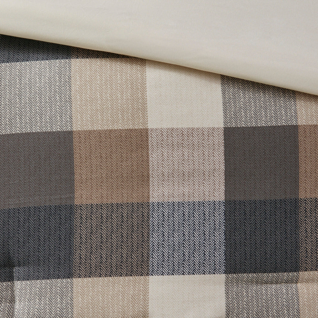Neutral Herringbone Comforter Set with 15" Drop Bed Skirt - California King