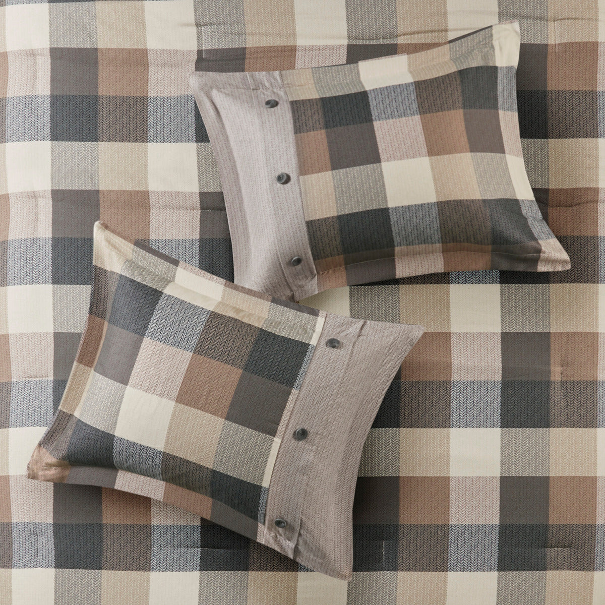 Neutral Herringbone Comforter Set with 15" Drop Bed Skirt - California King