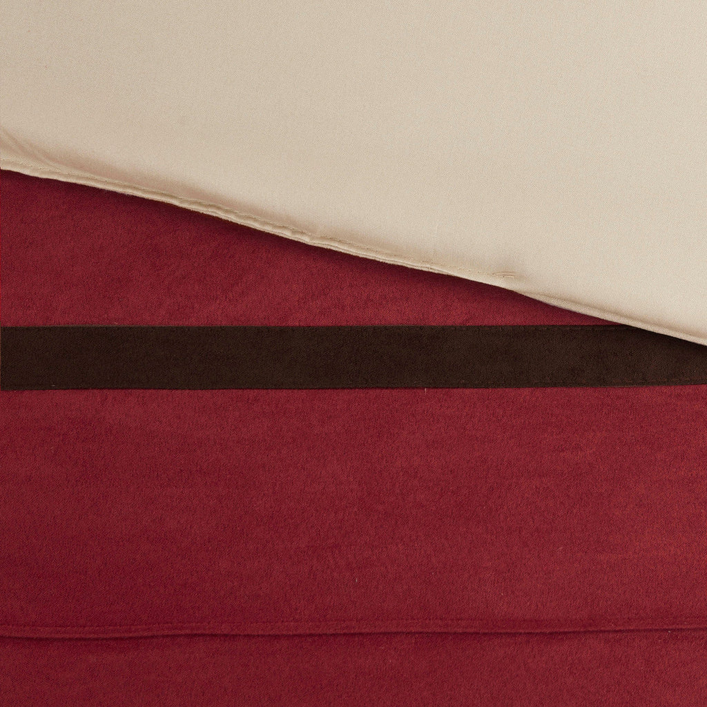 Red Faux Suede Comforter Set with Hypoallergenic Fill - King, 7 Pieces