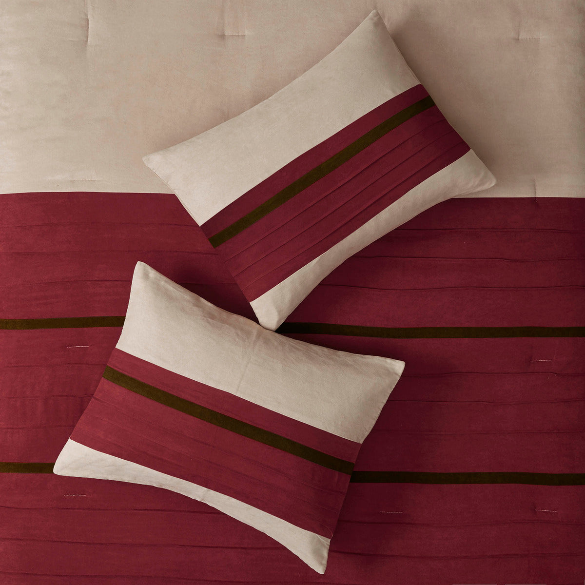 Red Faux Suede Comforter Set with Hypoallergenic Fill - King, 7 Pieces