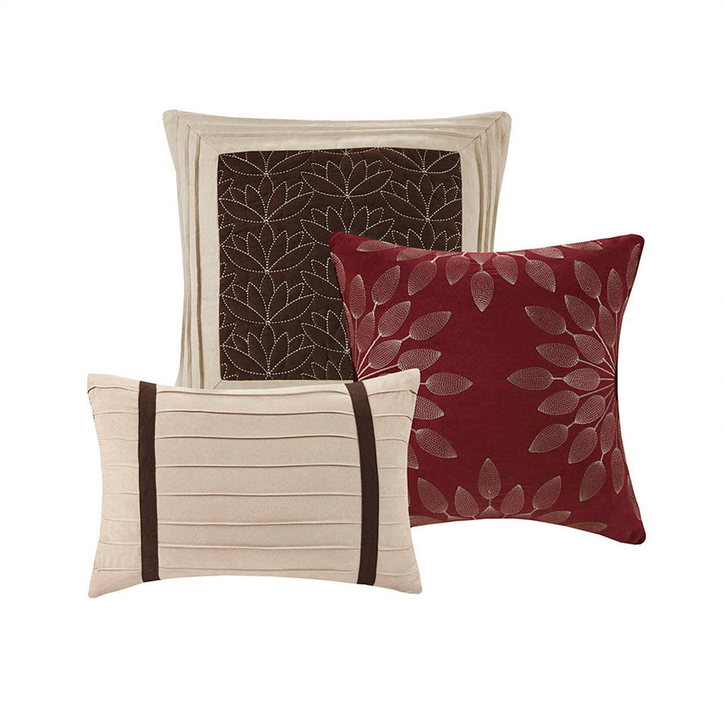 Red Faux Suede Comforter Set with Hypoallergenic Fill - King, 7 Pieces