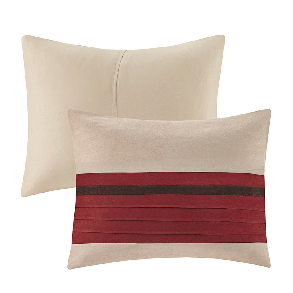 Red Faux Suede Comforter Set with Hypoallergenic Fill - King, 7 Pieces