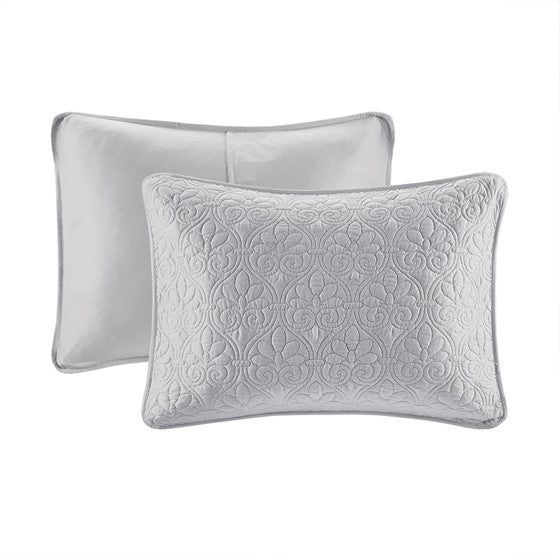 Reversible Quilt Set with Antimicrobial Cotton - Grey King/Cal King