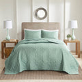 Seafoam Reversible Bedspread Set with Quilted Medallion Design - King/Cal King