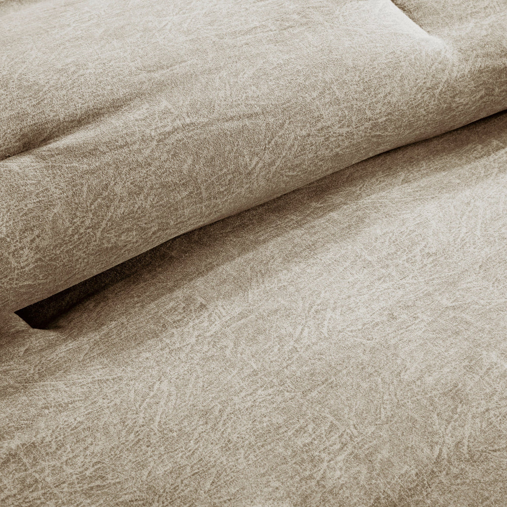 Tan Faux Suede King Comforter Set with Hypoallergenic Filling - 7 Piece