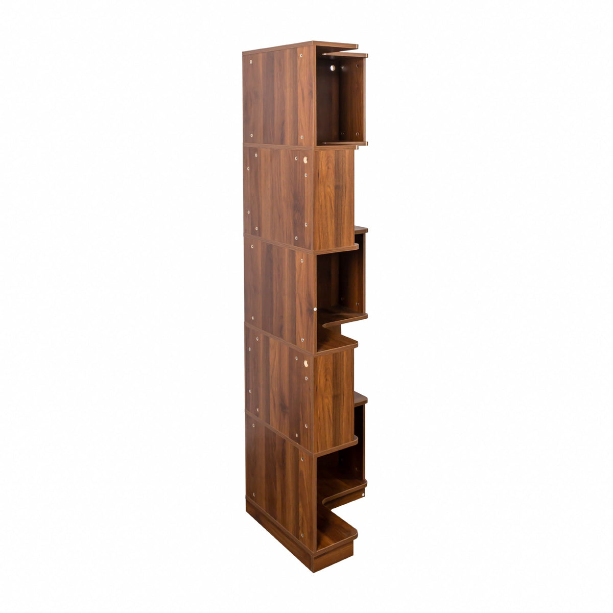 5 Tier Corner Book Shelf with Durable Melamine Finish - Neutral Wood