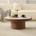 Walnut Coffee Table with Sintered Stone Top - 35.43 Inch