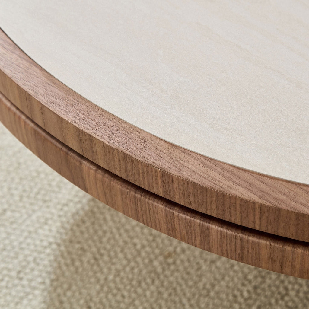 Walnut Coffee Table with Sintered Stone Top - 35.43 Inch