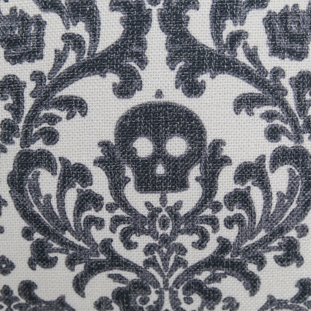 Baroque Skull Damask Accent Pillow with Removable Cover - Black & White