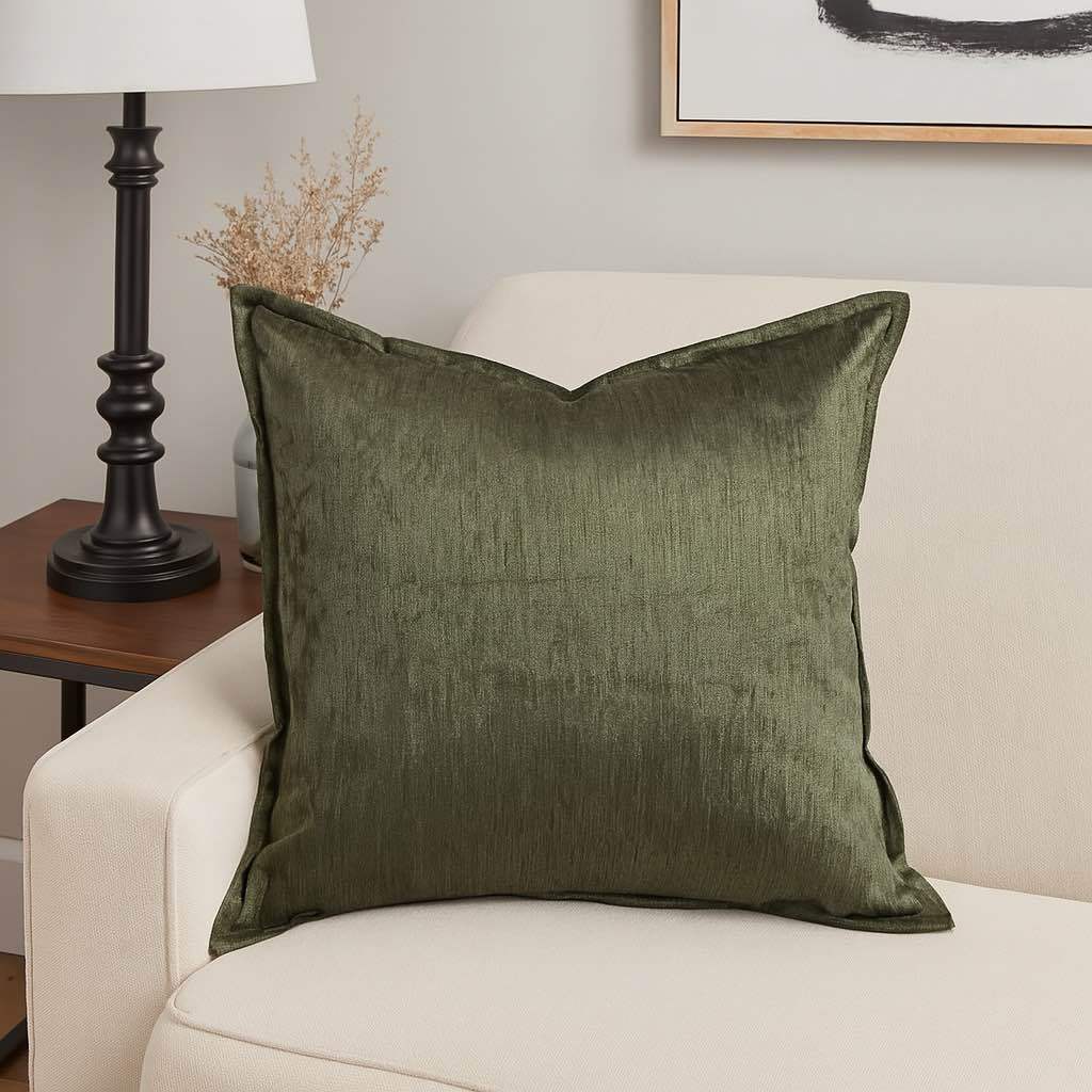 Velvet Throw Pillow with Luxe Shine & Structured Support – Deep Forest Green
