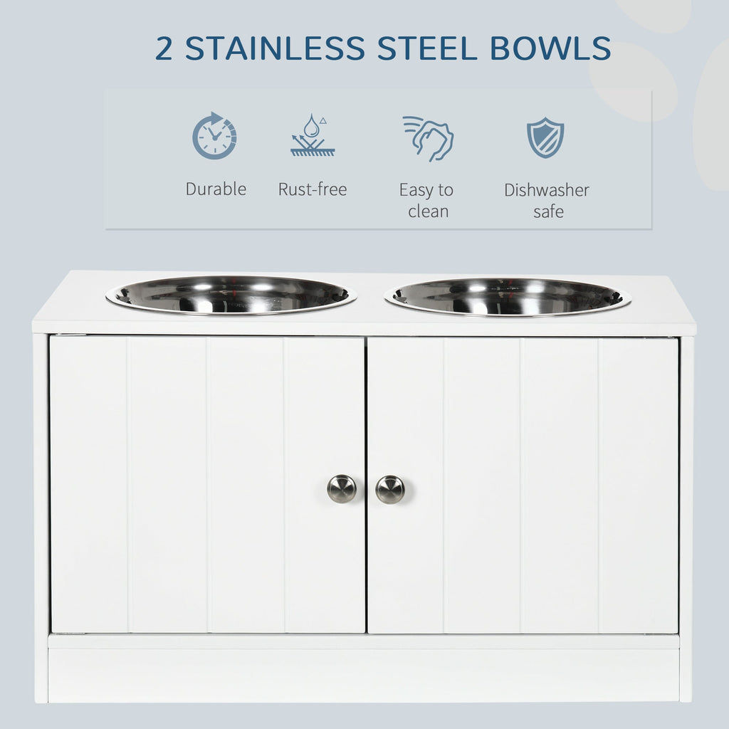 Large Elevated Dog Bowls with Storage Cabinet - Stainless Steel Feeder