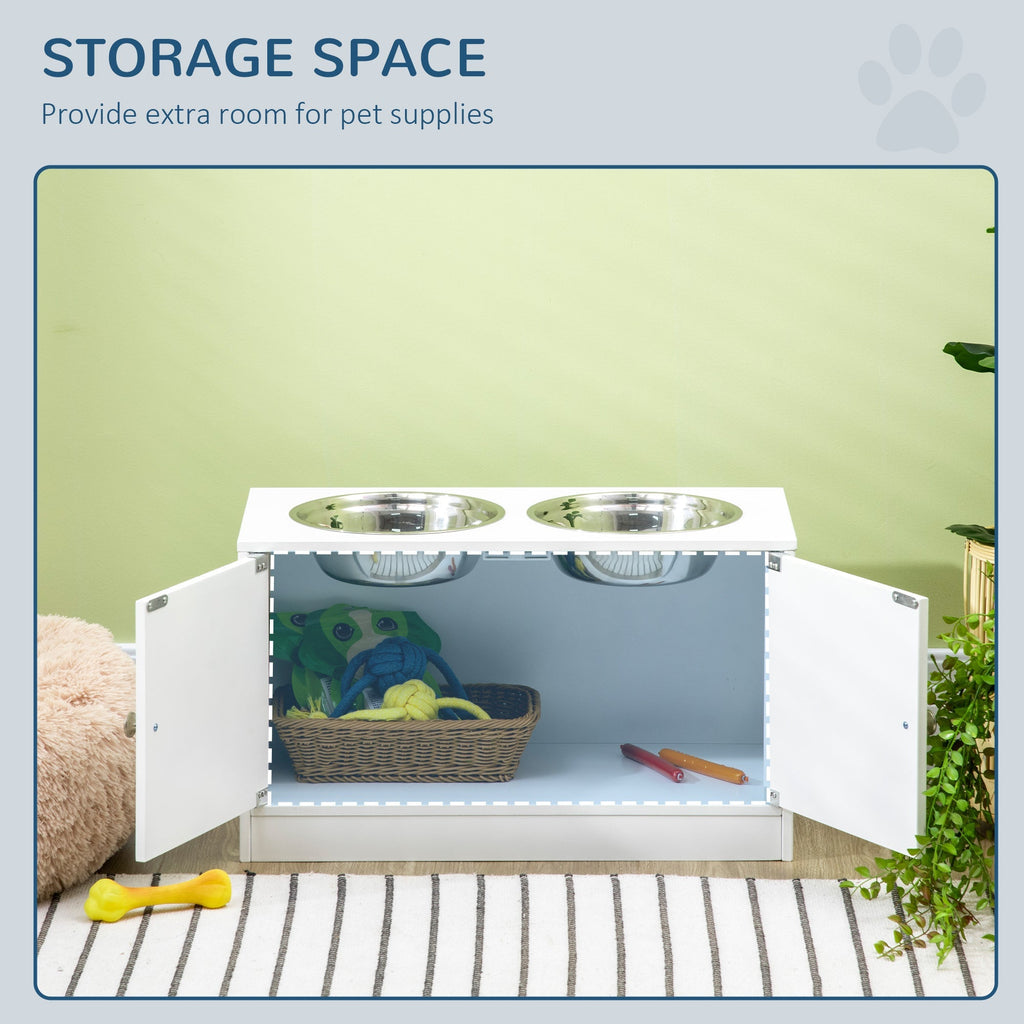 Large Elevated Dog Bowls with Storage Cabinet - Stainless Steel Feeder