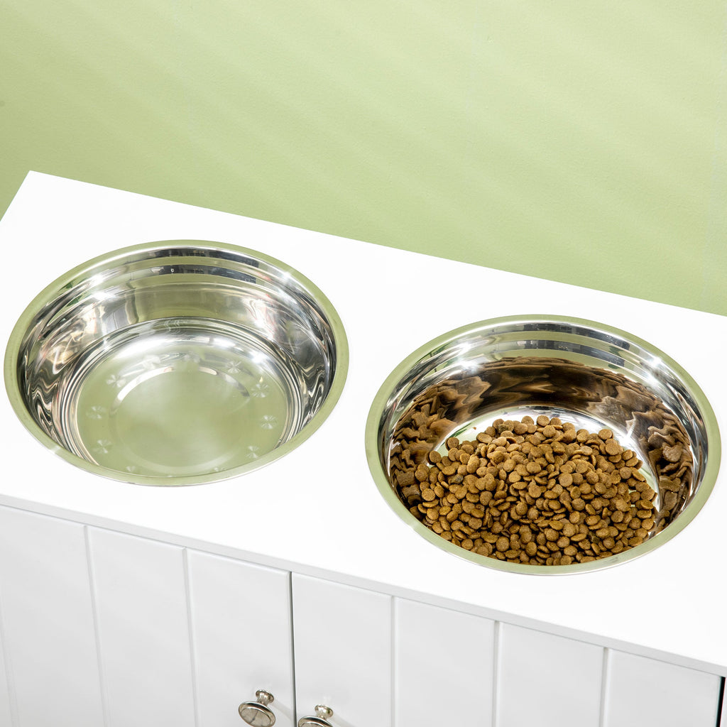 Large Elevated Dog Bowls with Storage Cabinet - Stainless Steel Feeder