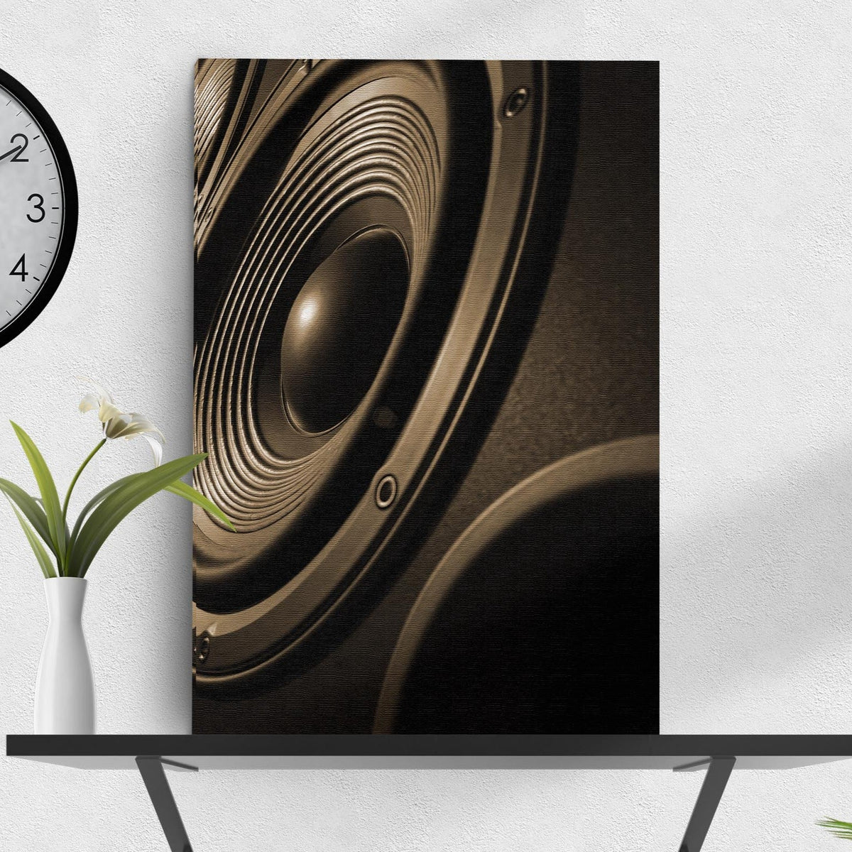 Music Equipment Speakers Sepia Canvas Wall Art