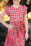 Nebraska Plaid Herbie Husker Flutter Twirl Dress