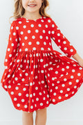 Red Polka Dots 3/4 Sleeve Pocket Twirl Dress