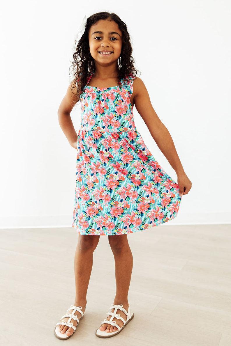 Petals in Paradise Ruffle Cross Back Dress