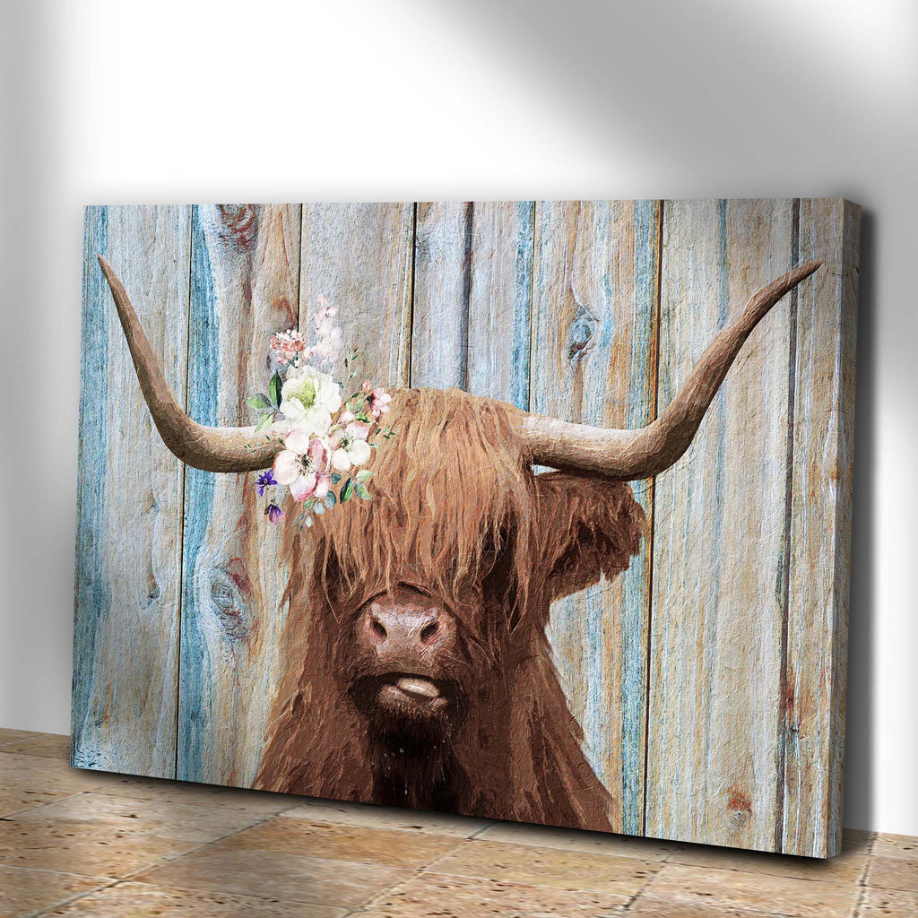 Highland Cow Rustic Painting Canvas Wall Art