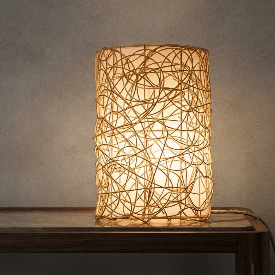 Handcrafted Natural Rattan Nest Wall Sconce | Artistic Tangled Woven Wall Light